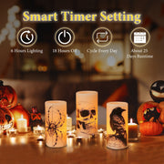 Timer setting battery-operated Halloween candle set