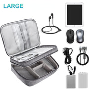 Compact travel electronics storage bag with zipper