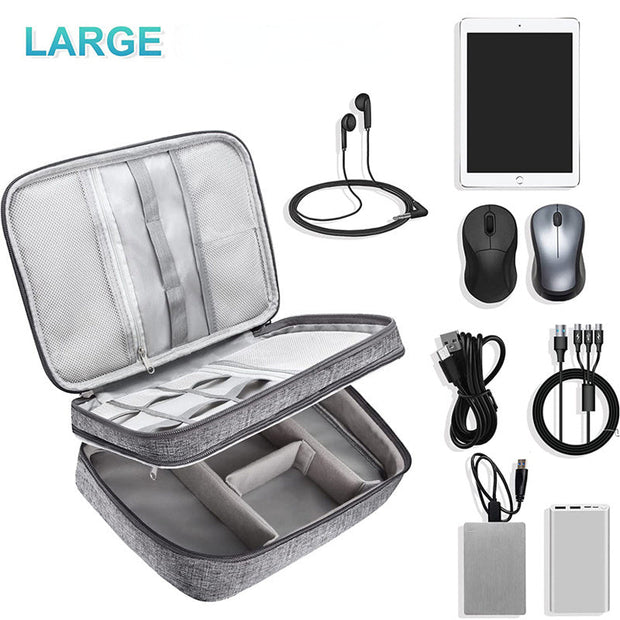 Compact travel electronics storage bag with zipper