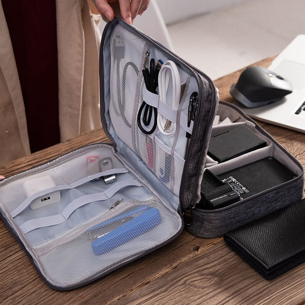Multifunctional cable organizer case for digital devices