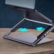 Adjustable laptop stand with 8-in-1 docking hub design