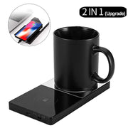 Coffee and milk heating mug with wireless charger