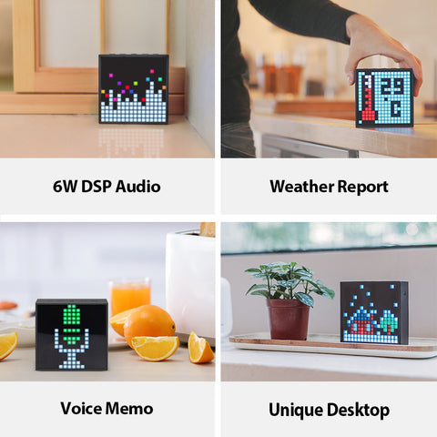 Programmable LED pixel art display on portable speaker