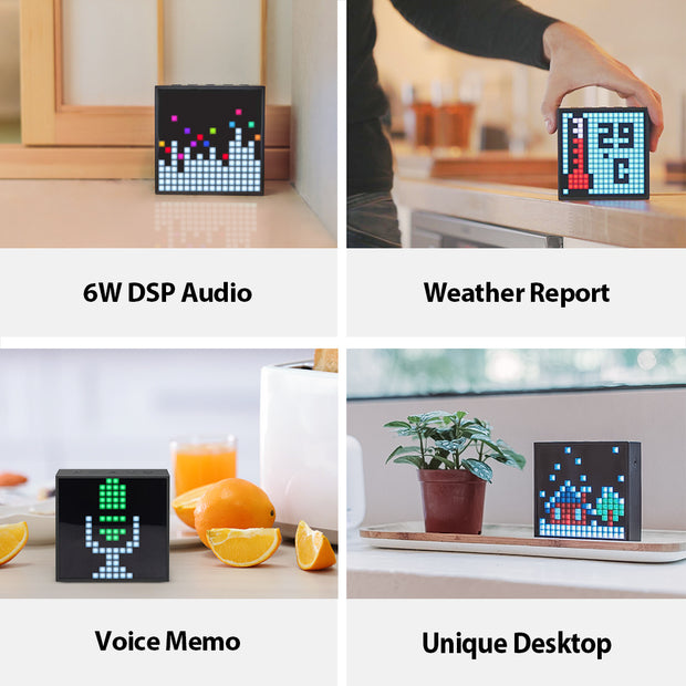 Programmable LED pixel art display on portable speaker