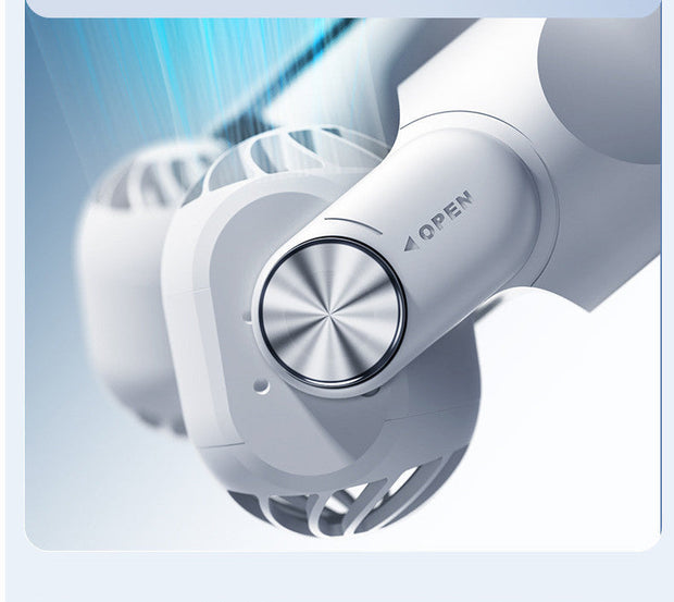 Rechargeable fan blade-free halter portable cooling