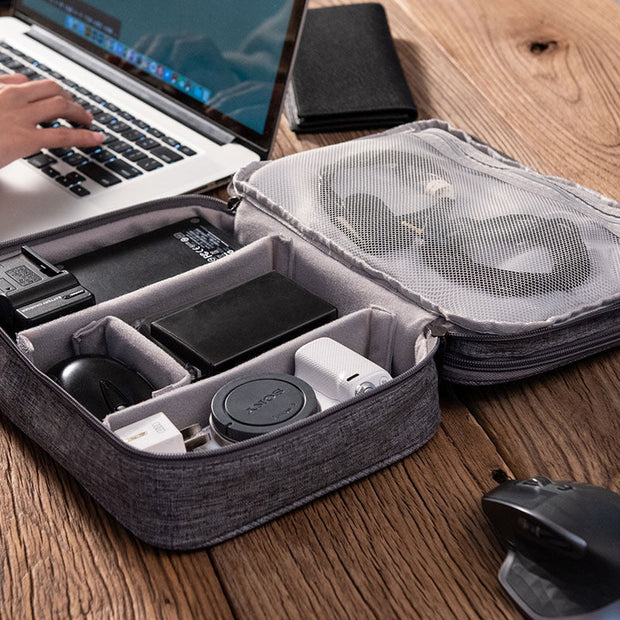 Portable waterproof electronics case for chargers and cables